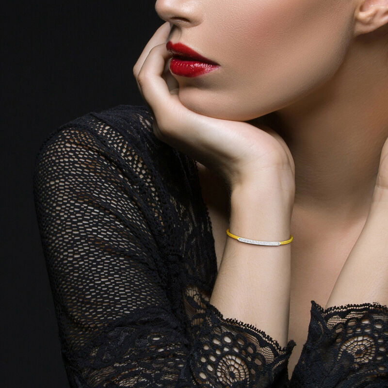 Cubic Zirconia Omega Open Bangle in Gold Plated image number null